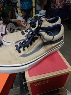 Vans Old Skool Khaki Tan Navy Blue Skate Shoes Men’s 8 Women’s 9.5 OrthoLite - Thumbnail 2