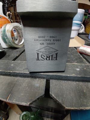 First State Bank Ashby MN 100th Anniversary Metal Building Bank - Box & Plug - Thumbnail 3