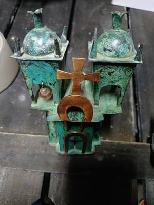 1982 Ayacucho Church & Bells Made In Peru Art Hand Made Soldered Bronze & Copper - Image 1