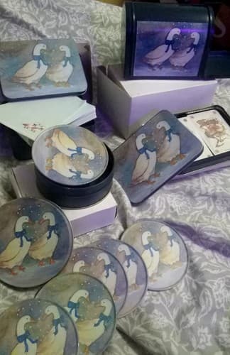 4 Different Vintage 2 Snow Geese Wearing A Blue Tie: /Mailbox /Cards /Notepad... - Image 1