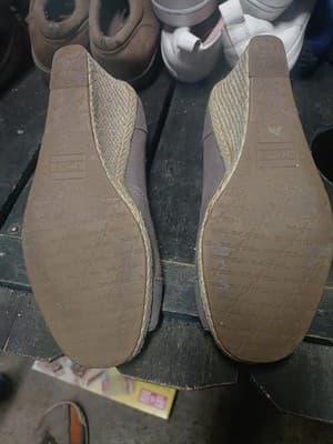 TOMS Espadrille Wedge Heel Open Toe Gray Canvas Shoes Women's Size 8.5W - Thumbnail 7