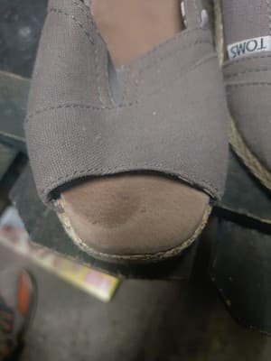 TOMS Espadrille Wedge Heel Open Toe Gray Canvas Shoes Women's Size 8.5W - Thumbnail 9