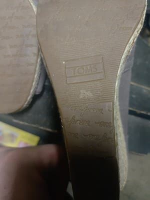 TOMS Espadrille Wedge Heel Open Toe Gray Canvas Shoes Women's Size 8.5W - Thumbnail 8