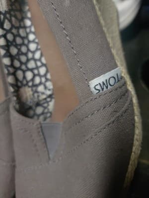 TOMS Espadrille Wedge Heel Open Toe Gray Canvas Shoes Women's Size 8.5W - Thumbnail 3