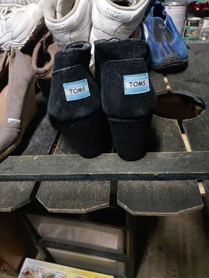 Toms Boots Womens 9 Kala Desert Wedge Booties Black Suede Lace Up Round 300216 - Thumbnail 3