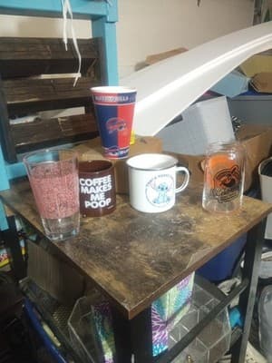 Lot Of 5 Cups. 2 Bismark Larks Glasses, 2 Coffee Mugs, 1 Buffalo Bills Cup - Image 1