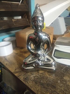 Silver Praying Or Meditating Buda - Image 1