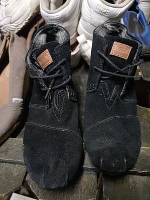 Toms Boots Womens 9 Kala Desert Wedge Booties Black Suede Lace Up Round 300216 - Image 1