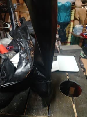 Lauren Ralph Lauren VAL Black Knee High Dress Boots Womens Size 9M Side Zip - Thumbnail 3