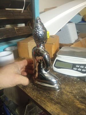 Silver Praying Or Meditating Buda - Thumbnail 3