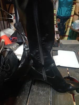 Lauren Ralph Lauren VAL Black Knee High Dress Boots Womens Size 9M Side Zip - Thumbnail 2