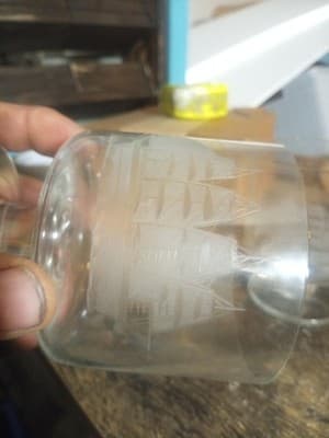 2 Vintage Toscony Clipper Ship Boat etched glasses - Thumbnail 6