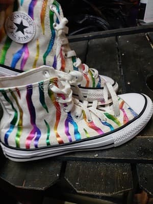 Converse All Star High Top Foil Color Zebra Design JUNIOR Sz 5 Chuck Taylor - Thumbnail 3