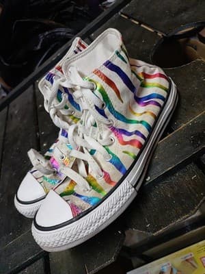 Converse All Star High Top Foil Color Zebra Design JUNIOR Sz 5 Chuck Taylor - Image 1