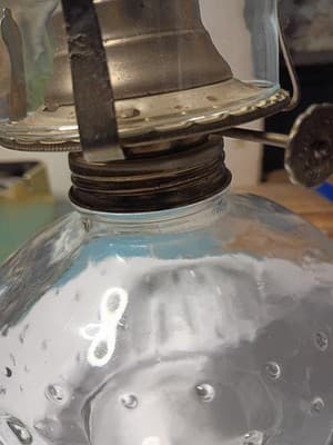 Vintage Lamp Light Farms Clear Hobnail Glass Oil Lamp #13 Base with Chimney 13" - Thumbnail 2