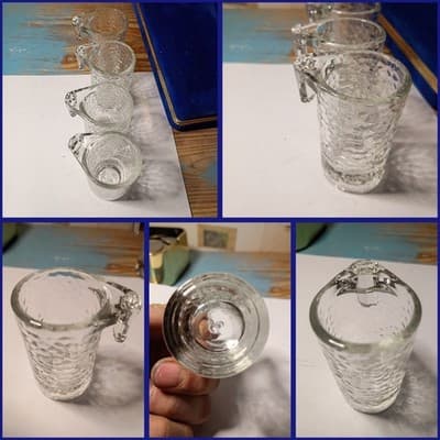 Vintage MCM Clear Glass Shot Mugs Set of 4 Textured Tree Bark Whiskey Tasters - Image 1