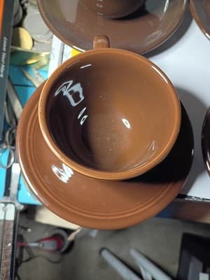 Vintage Fiesta Chocolate Brown Coffee Tea Cups & Saucers Set of 4 HLC USA 2008 - Thumbnail 8