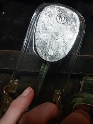 Vintage Y2K Clear Jelly Slide Sandals - Size 10 - Silver Floral Footbed - Thumbnail 7