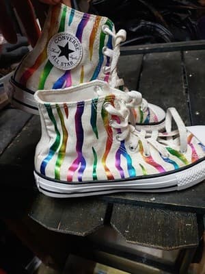 Converse All Star High Top Foil Color Zebra Design JUNIOR Sz 5 Chuck Taylor - Thumbnail 4