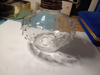 Vintage Lamp Light Farms Clear Hobnail Glass Oil Lamp #13 Base with Chimney 13" - Thumbnail 4