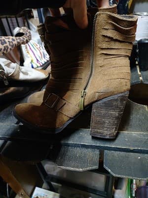 Naughty Monkey Boots Womens 11 Brown Suede Leather Ankle Boot High Heel - Thumbnail 2