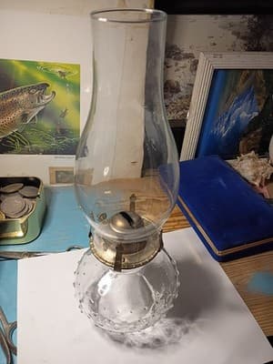 Vintage Lamp Light Farms Clear Hobnail Glass Oil Lamp #13 Base with Chimney 13" - Thumbnail 6