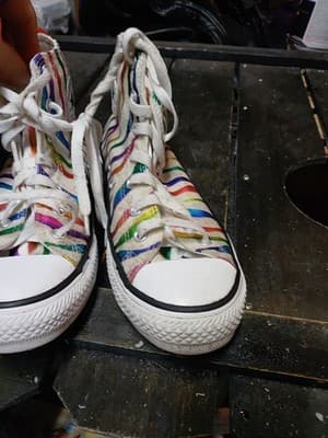 Converse All Star High Top Foil Color Zebra Design JUNIOR Sz 5 Chuck Taylor - Thumbnail 5