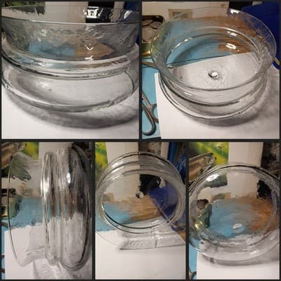 Heavy 4lb MCM Ice Glass Centerpiece Bowl 8.25" Textured Blown Pontil Mark - Image 1