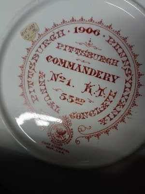 Vintage Masonic Pittsburgh PA Commandery 53rd Annual Courtship 1906 Plate - Thumbnail 3