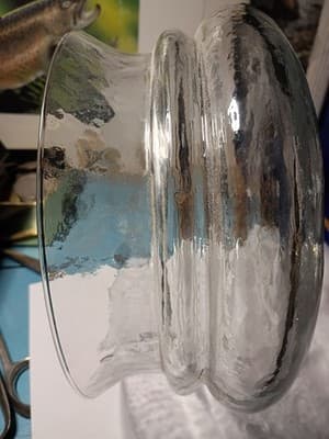 Heavy 4lb MCM Ice Glass Centerpiece Bowl 8.25" Textured Blown Pontil Mark - Thumbnail 3