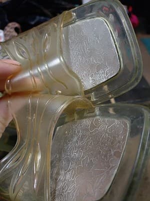 Vintage Y2K Clear Jelly Slide Sandals - Size 10 - Silver Floral Footbed - Thumbnail 6