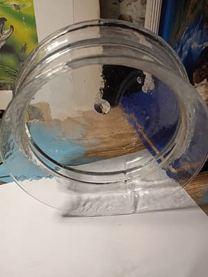 Heavy 4lb MCM Ice Glass Centerpiece Bowl 8.25" Textured Blown Pontil Mark - Thumbnail 2