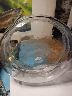 Heavy 4lb MCM Ice Glass Centerpiece Bowl 8.25" Textured Blown Pontil Mark - Thumbnail 4