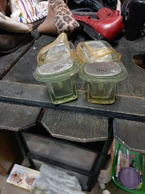 Vintage Y2K Clear Jelly Slide Sandals - Size 10 - Silver Floral Footbed - Thumbnail 3