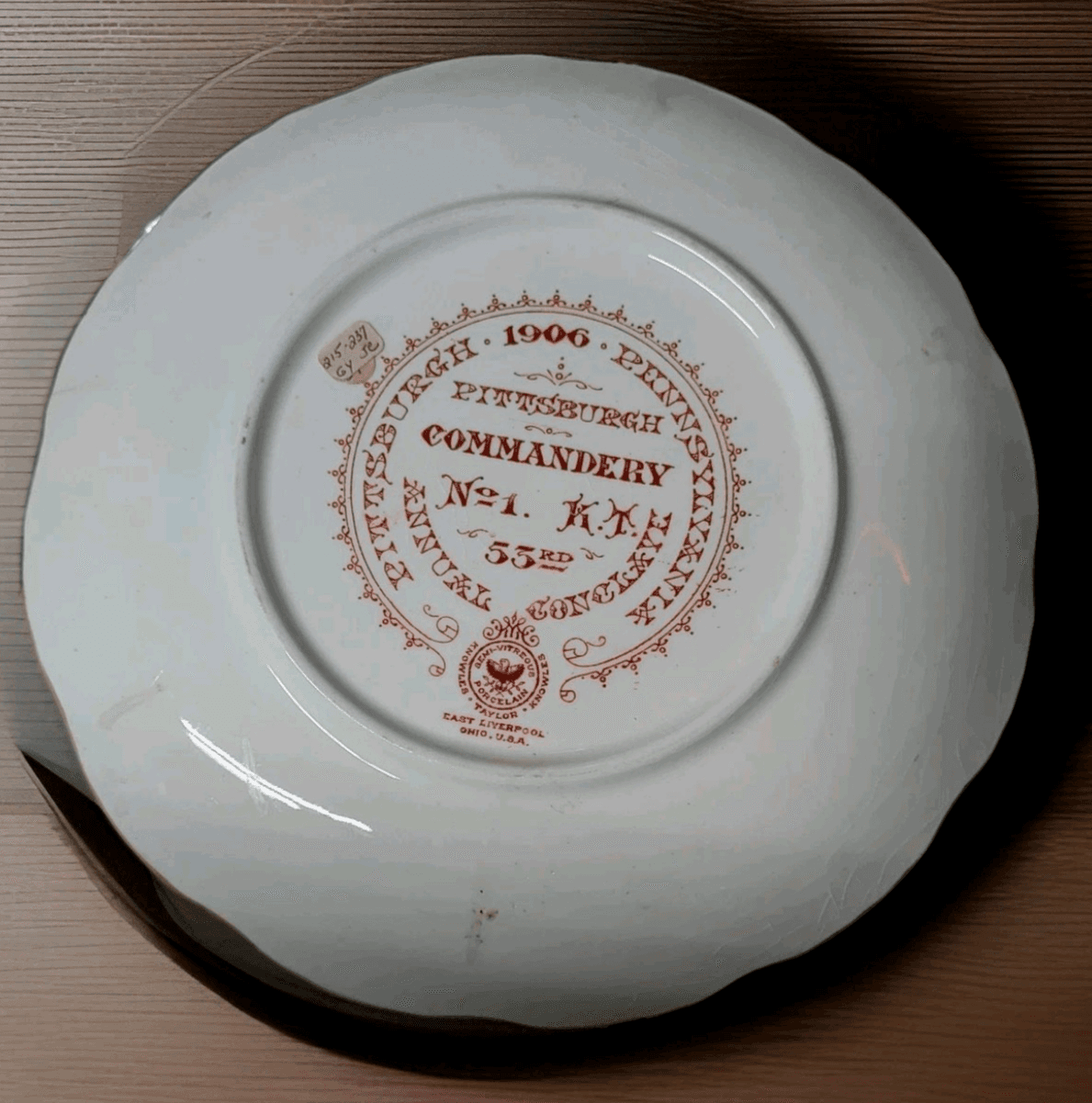 Vintage Masonic Pittsburgh PA Commandery 53rd Annual Courtship 1906 Plate - Thumbnail 2