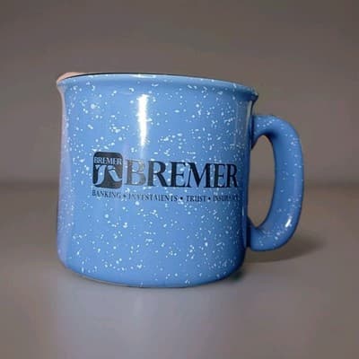 M-Ware Blue Coffee Mug Rural Bremer Bank Stoneware Heavy Dine Style... - Thumbnail 3