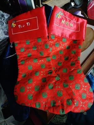 2 Vintage Christmas Stockings - Image 1