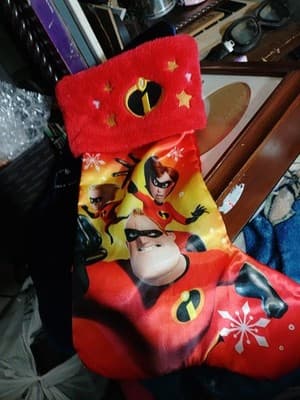 Disney Incredibles Christmas Stocking Satin Plush Red Gold Embroidered Logo 16" - Thumbnail 2