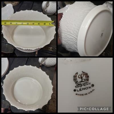Vintage Lenox Woodland Centerpiece Bowl Ivory Porcelain Scalloped Acanthus 9.25" - Image 1