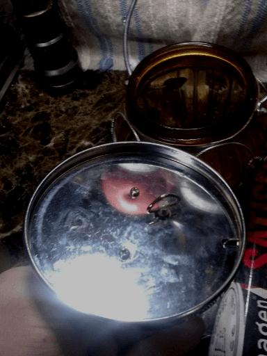 Vintage Cookie & Candy Biscuit Jar Musical Wind-Up Cyan Amber Glass Silver Vine - Thumbnail 5