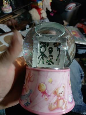 Baby Picture Snow Globe Music Box Roman "Brahms Lullaby" - Image 1