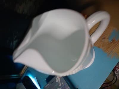 Indiana Colony Milk Glass White Harvest Grape with Pedestal Pitcher Heavy - Thumbnail 4