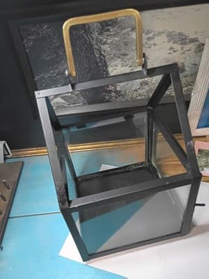 Hearth & Hand with Magnolia Black Metal & Glass Lantern - Brass Handle - Thumbnail 3