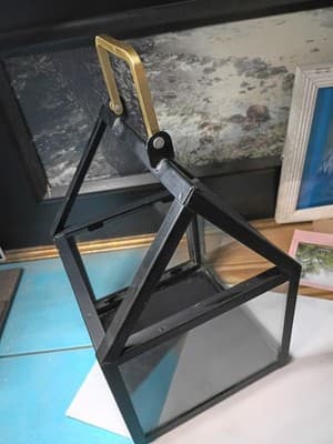 Hearth & Hand with Magnolia Black Metal & Glass Lantern - Brass Handle - Thumbnail 4