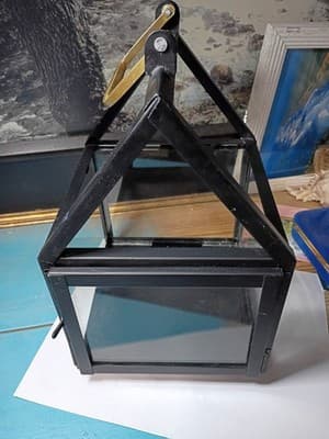 Hearth & Hand with Magnolia Black Metal & Glass Lantern - Brass Handle - Thumbnail 2