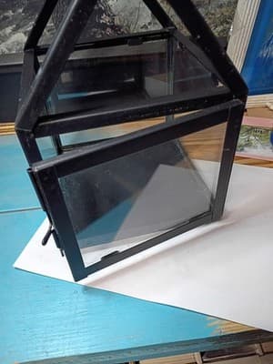 Hearth & Hand with Magnolia Black Metal & Glass Lantern - Brass Handle - Thumbnail 6