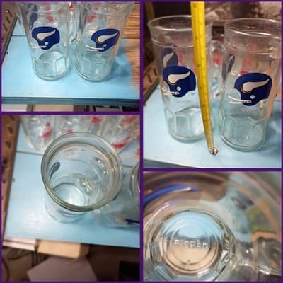 Vintage Minnesota Vikings Fisher Glass Beer Mugs Set of 2 - 6" Tall NFL Helmet - Image 1