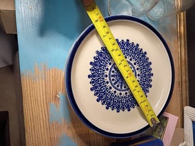 Set of 5 Blue & White Mandala Medallion Stoneware Dinner Plates 10.5" Boho - Thumbnail 6