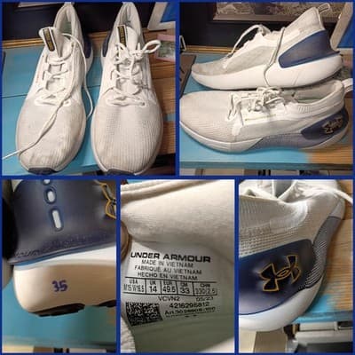 Under Armour HOVR Phantom 3 SE Notre Dame Team Issued #35 White Navy Size 15 - Image 1