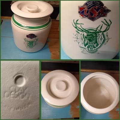 Vintage Clay Design Ceramic Canister - Green Elk Buck - Made in USA - Lodge... - Image 1